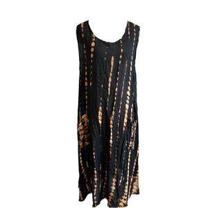 Tie Dye Tank Dress Hippie Festival Swim Coverup Island Planet Pocket Earth Tones